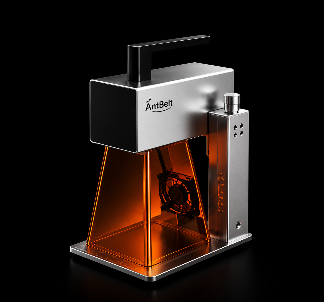 AntBelt G1 compact desktop galvo laser engraver with orange shield